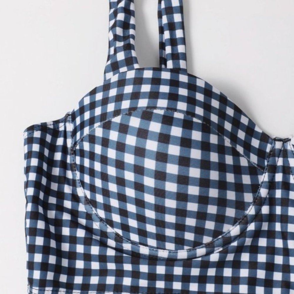 Gingham Push Up High Waisted Bikini Swimsuit - Picture 4 of 7